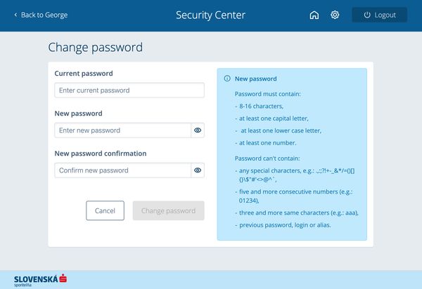 Slovenska sporitelna dumb password rule screenshot